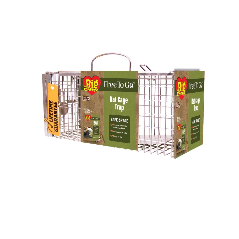 The Big Cheese Free To Go ® Rat Cage Trap, Poison-Free, Ready-Baited Rat Cage Trap