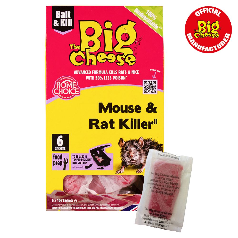 The Big Cheese Mouse & Rat Killer Pasta Sachets - 6 Pack, Ideal for the Kitchen
