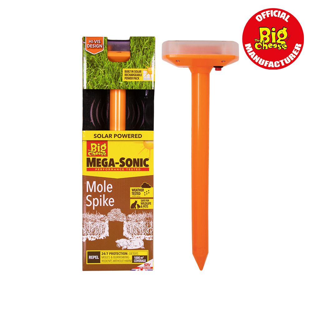 STV757 The Big Cheese Hi-Vis Mega-Sonic® Solar Mole Spike - Natural Mole Deterrer