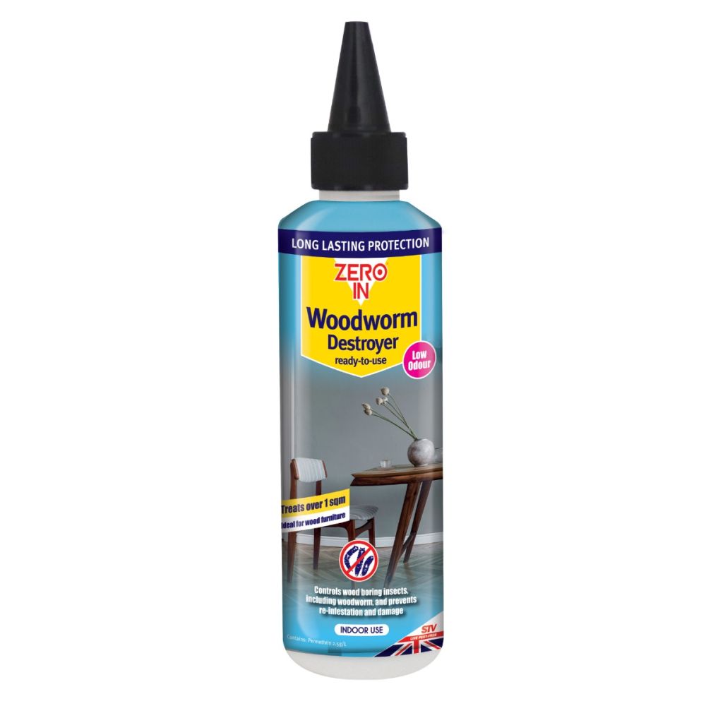 ZER978 Zero In Woodworm Destroyer 250ml - Effective Treatment Protects Wood & Furniture,ZER978 Zero In Woodworm Destroyer 250ml - Effective Treatment Protects Wood & Furniture