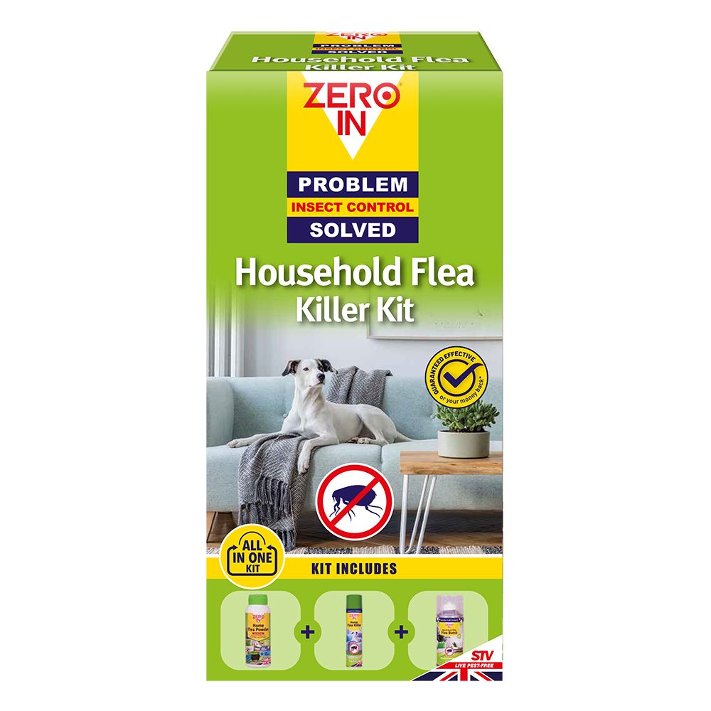 Zero In All-In-One Flea Killer Kit. Lasting Control, Prevent Reinfestations. Kills Fleas, Eggs & Larvae