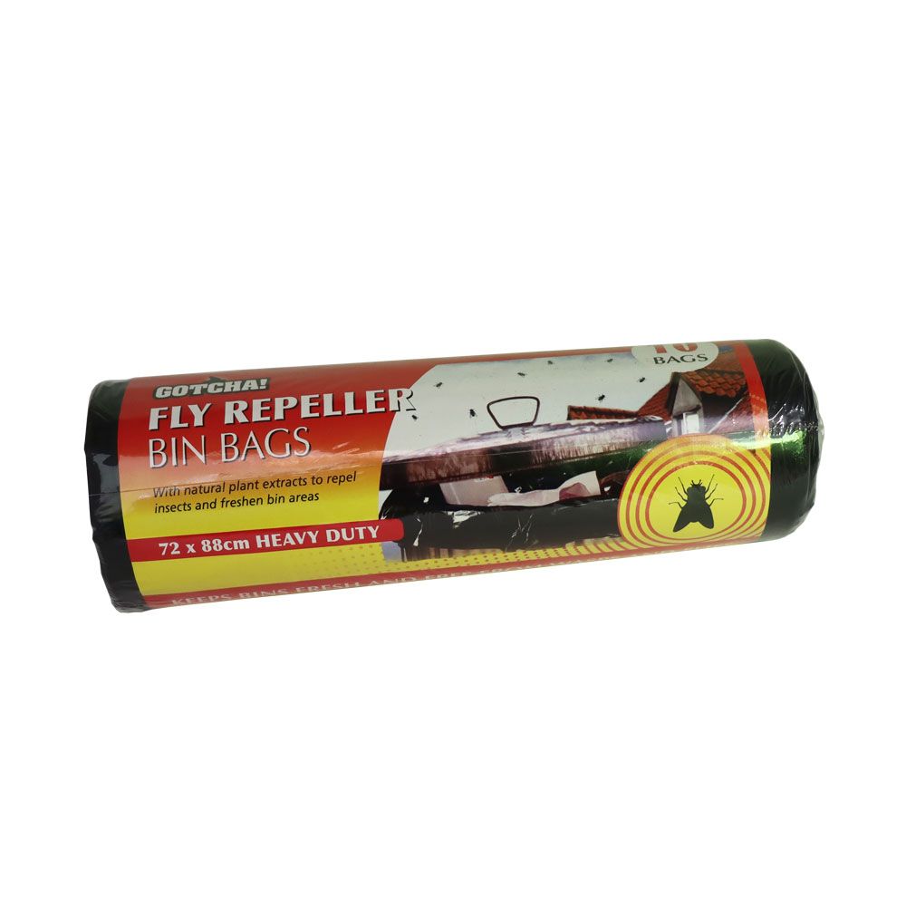 DP-STV329S Gotcha! Repeller Bin Bags 10 Pack 72 x 88cm - Heavy Duty Fly Repelling & Scented 