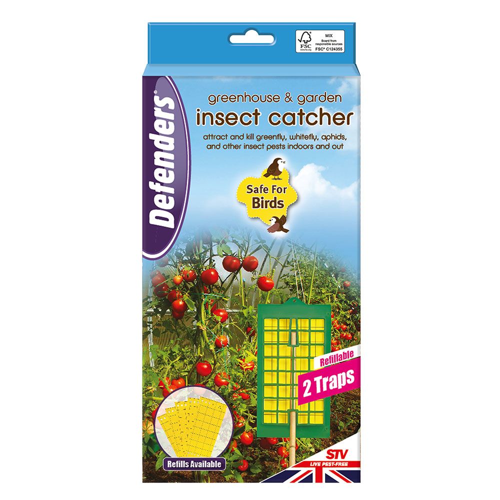 Defenders Greenhouse & Garden Insect Catcher - Twinpack, Bird-safe Insect Control for Gardens