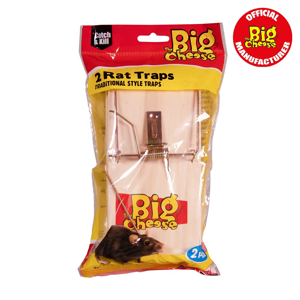STV047 The Big Cheese Wooden Rat Trap 2 Pack - Traditional Effective Snap Trap