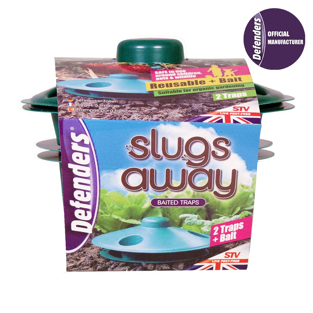 STV090 Defenders Slugs Away® Baited Traps - 2 Pack - Poison-Free & Reusable 
