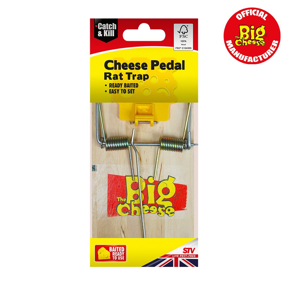 STV110 The Big Cheese Cheese Pedal Rat Trap - Flavoured Pre-Baited Snap Trap