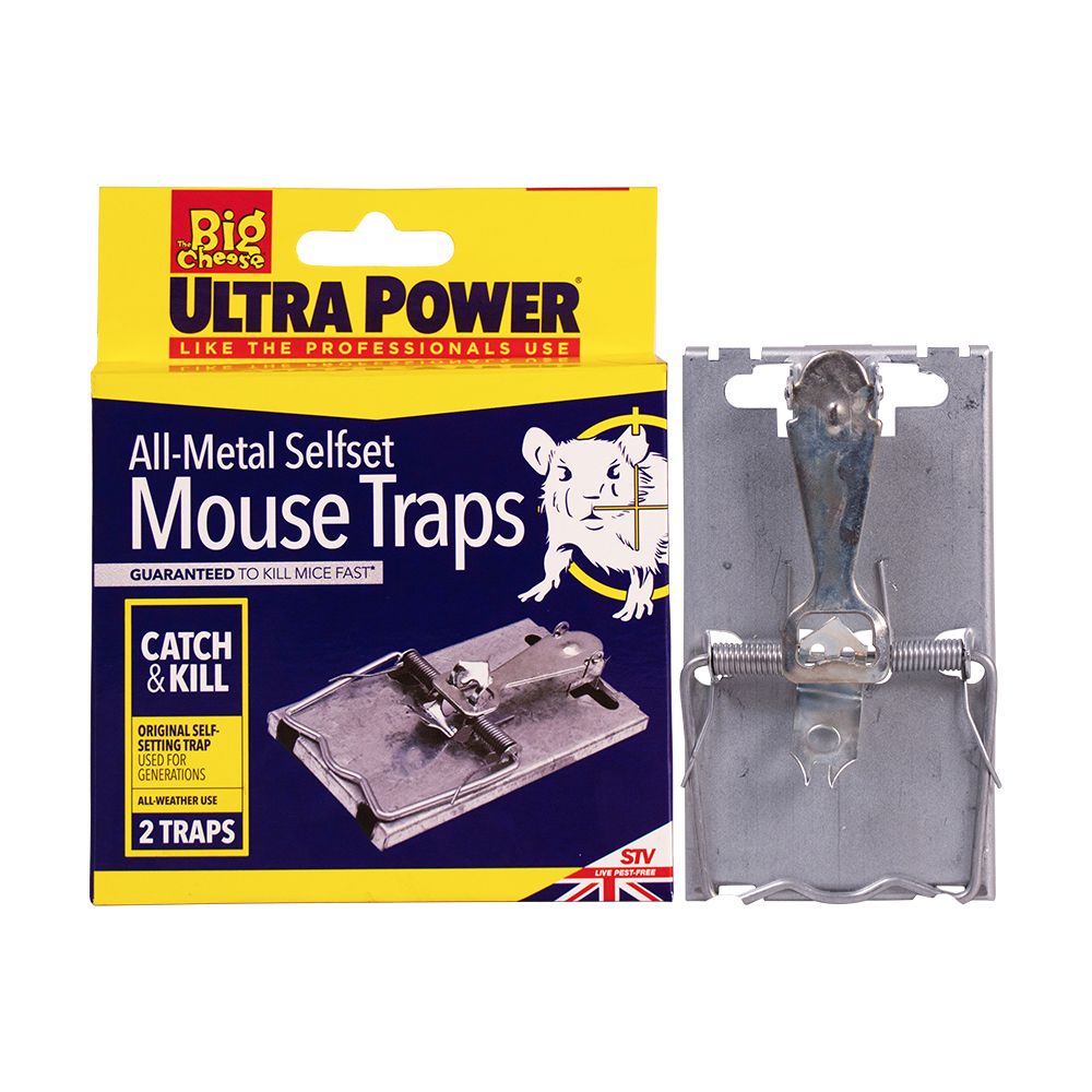 STV167 The Big Cheese Ultra Power All-Metal Selfset Mouse Traps - Twin Pack