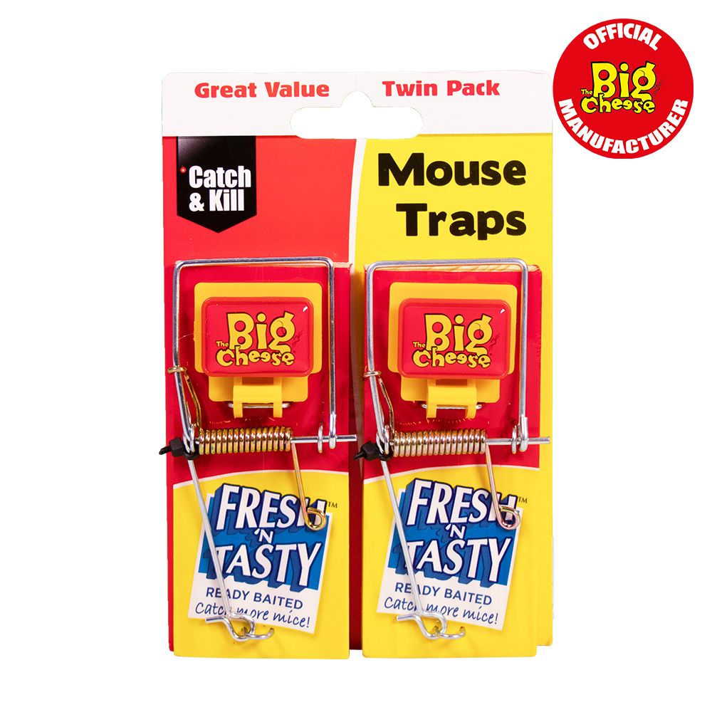 STV197 The Big Cheese Fresh Baited Mouse Trap - Twin Pack - Reusable Effective Traps