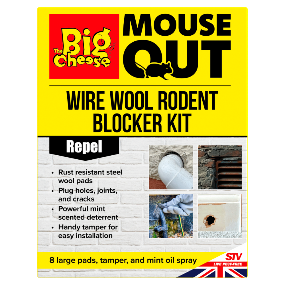 The Big Cheese Mouse Out Wire Wool Rodent Blocker Kit, Humane and discreet deterrent 