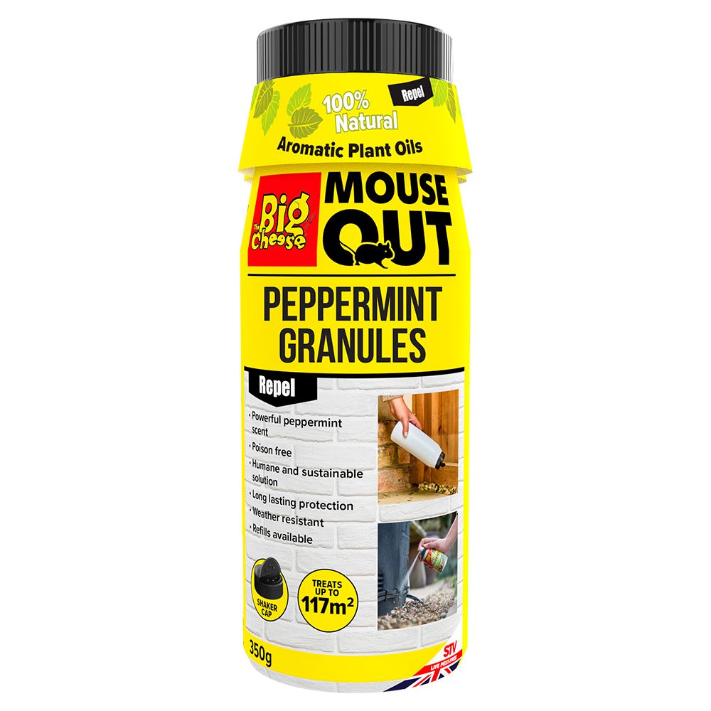 The Big Cheese Mouse Out Peppermint Granules - 350g, Non-toxic and safe to use around food storage