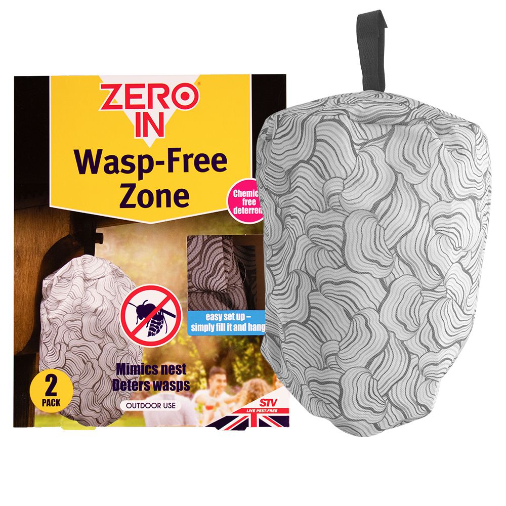STV369 Zero In Wasp-Free Zone - 2 Pack - Humane & Natural Imitation Wasp Nest Deterrent