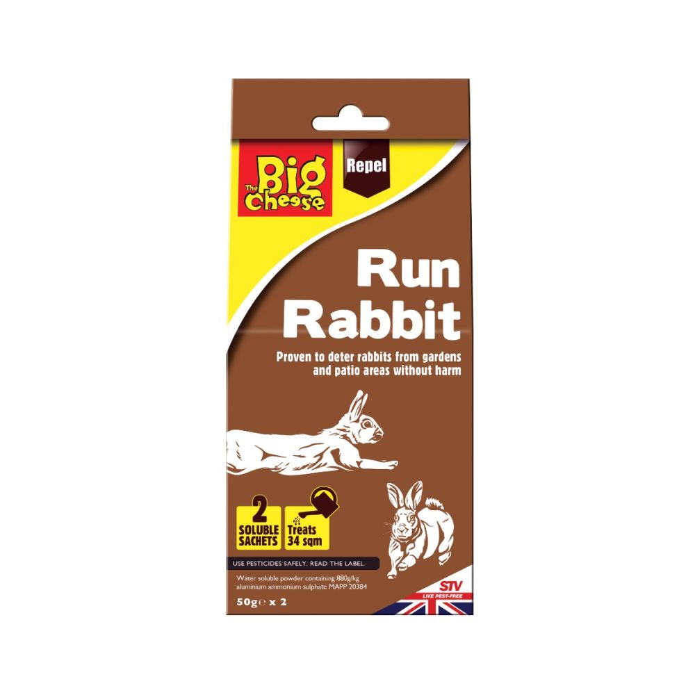 STV419 The Big Cheese Run Rabbit Repellent -2x50g Sachets,  Humane Rabbit Deterrent