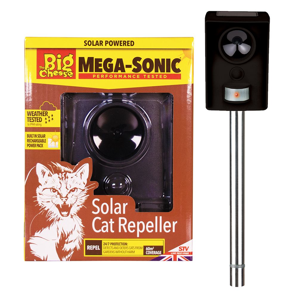 STV601 The Big Cheese Mega-Sonic® Solar Cat Repeller - Solar Powered Cat Deterrent,STV601 The Big Cheese Mega-Sonic® Solar Cat Repeller - Solar Powered Cat Deterrent