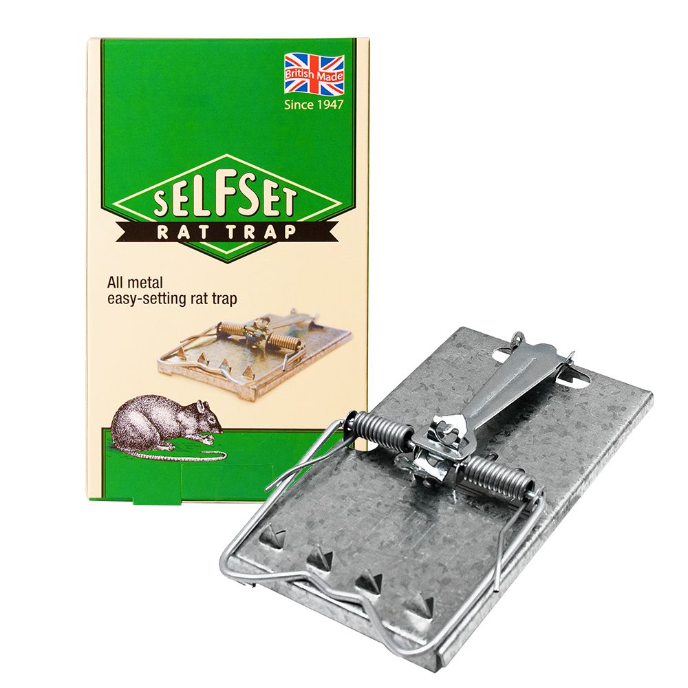 TVS165 Selfset Rat Trap - Galvanised Metal Rodent Pest Trap for Use Indoors & Outdoors