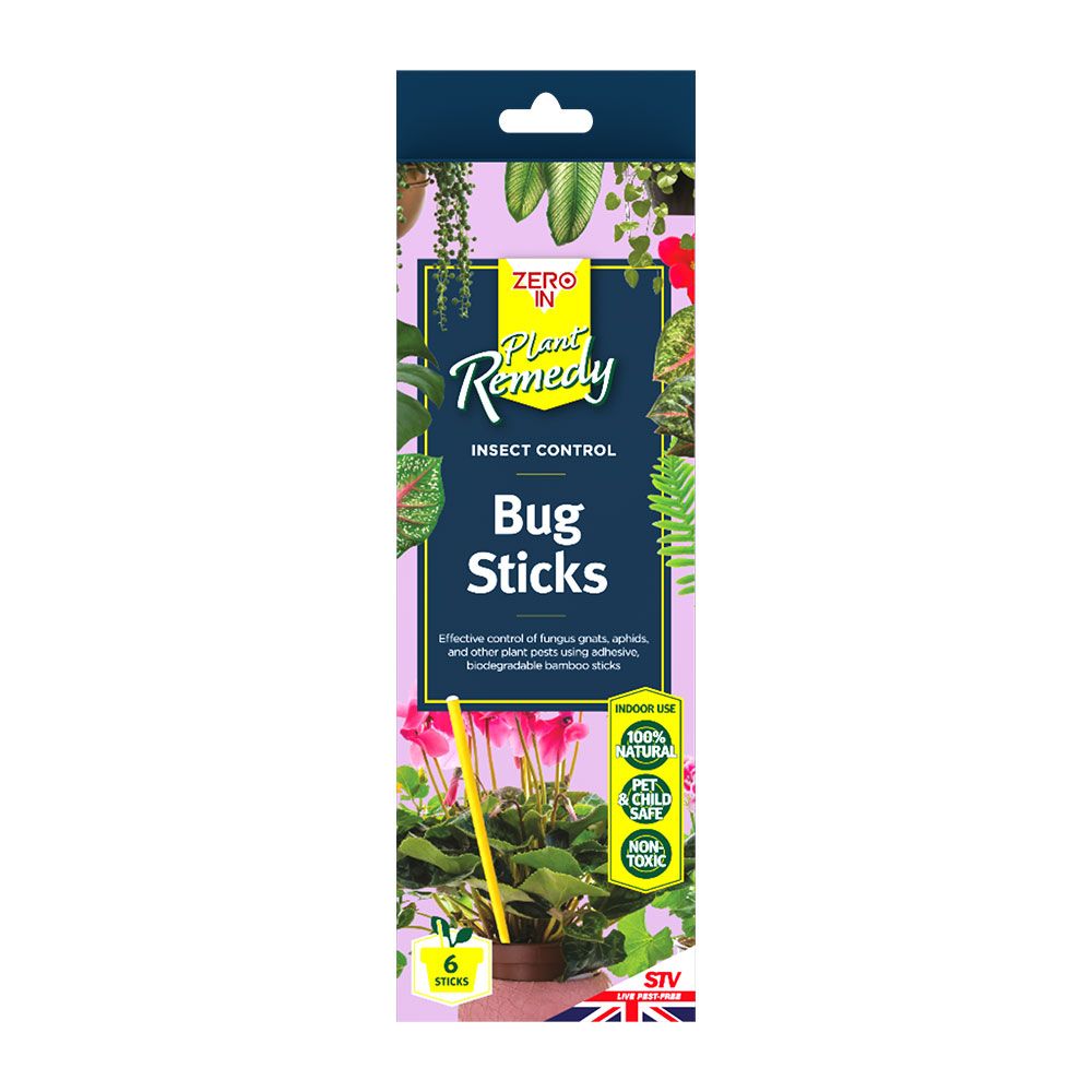 Zero In Plant Remedy Pot Plant Sticks x 6, Catch Fungus Gnats, Fruit Flies, Mosquitos & Other Bugs