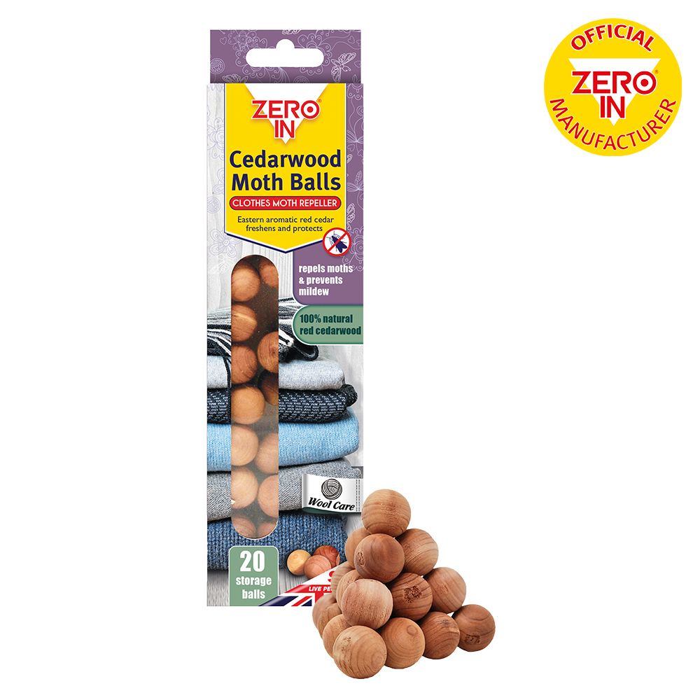 ZER031 Zero In Cedarwood Moth Balls - 20 Balls - Clothing Moth & Larvae Repellent