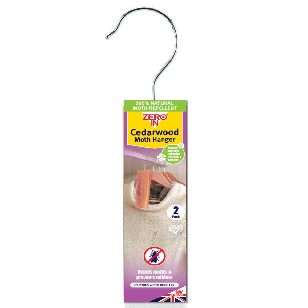 Zero In Cedarwood Moth Repellent Hanger - Twinpack, Reusable Sustainable Solution