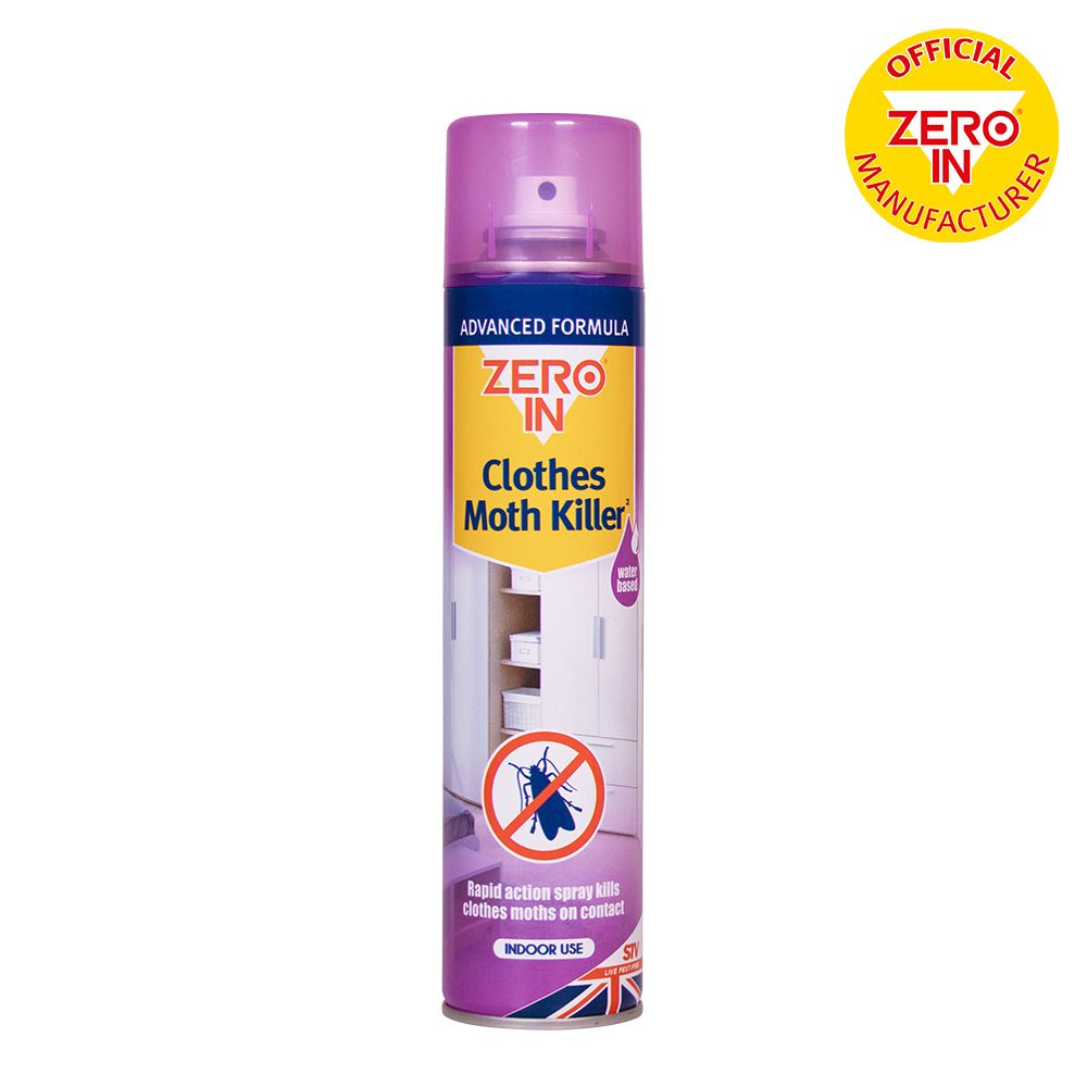 ZER434 Zero In Clothes Moth Killer 300ml Aerosol - Kills Clothing Moths and Larvae