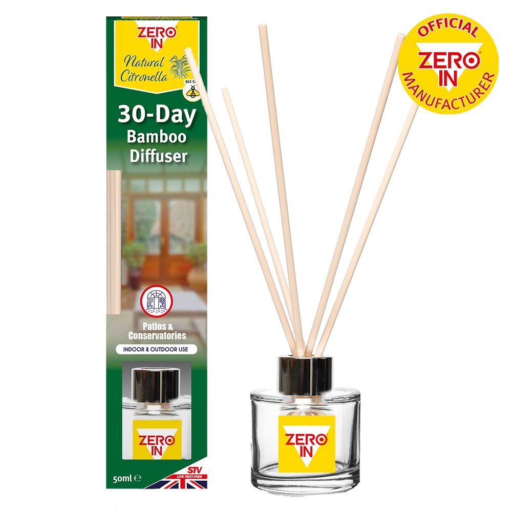 Zero In 30-Day Bamboo Diffuser. Natural Citronella. Mosquito Repeller.