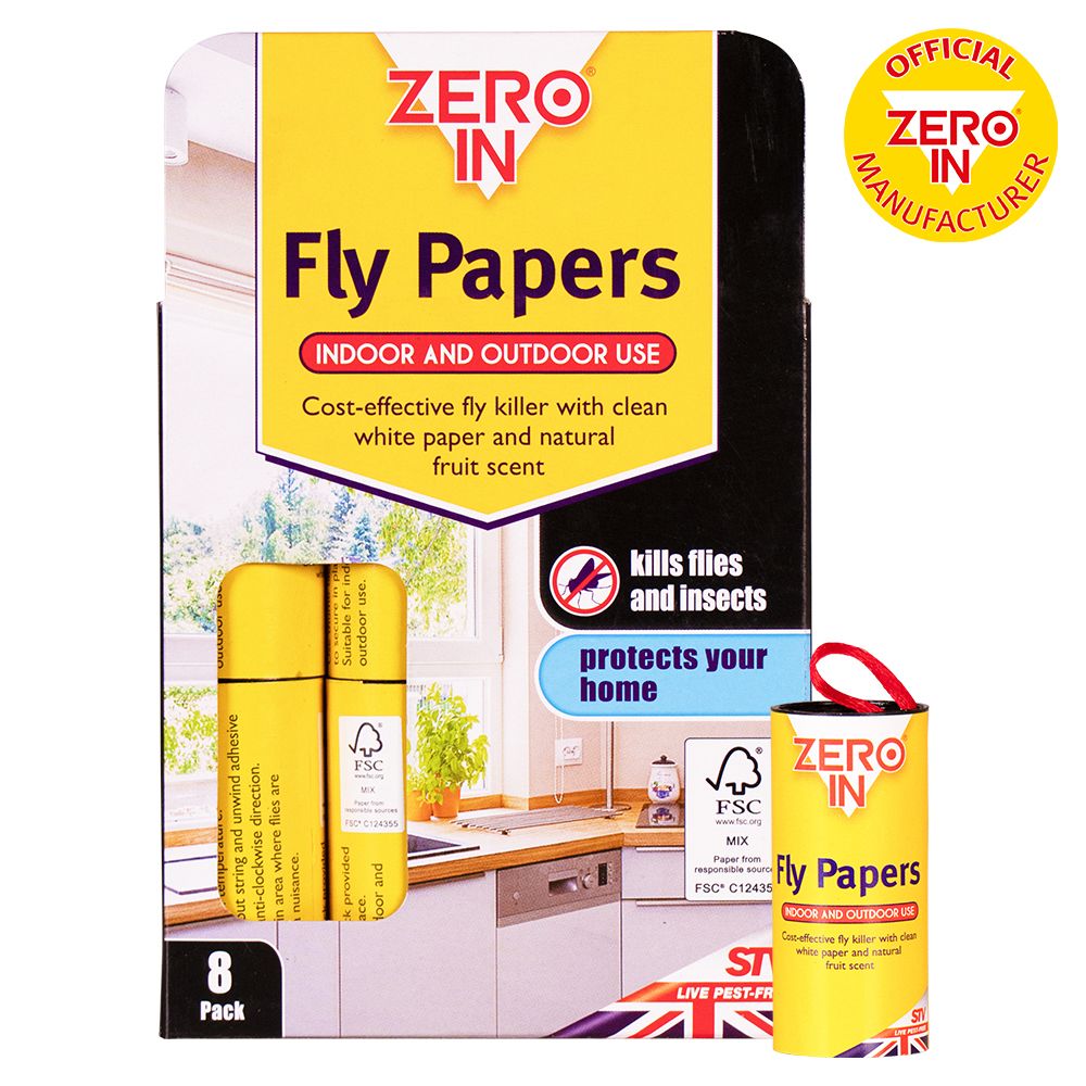 ZER878 Zero In Fly Papers - 8 Pack - Attracts & Kills Flies,ZER878 Zero In Fly Papers - 8 Pack - Attracts & Kills Flies