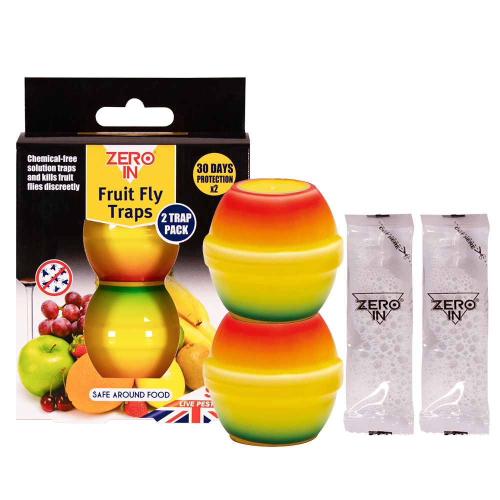 ZER701 Zero In Fruit Fly Trap Twinpack - Traps & Kills Nuisance Fruit Flies
