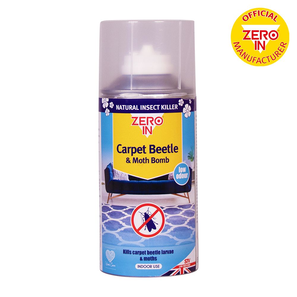ZER987 Zero In Carpet Beetle & Moth Killer 150ml One-Shot Aerosol - Rapid Knock-down