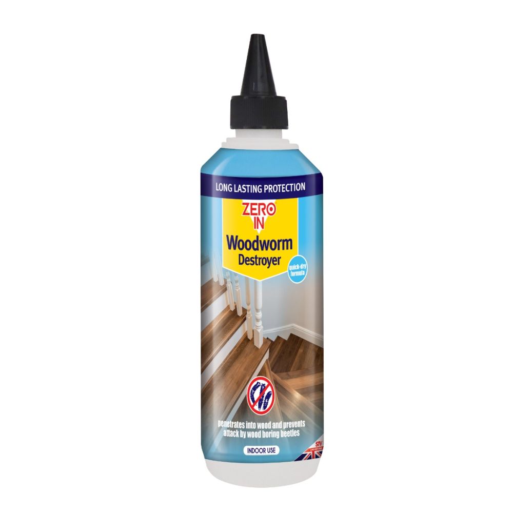 Zero In Woodworm Destroyer – 500ml. Wood Preservative. 