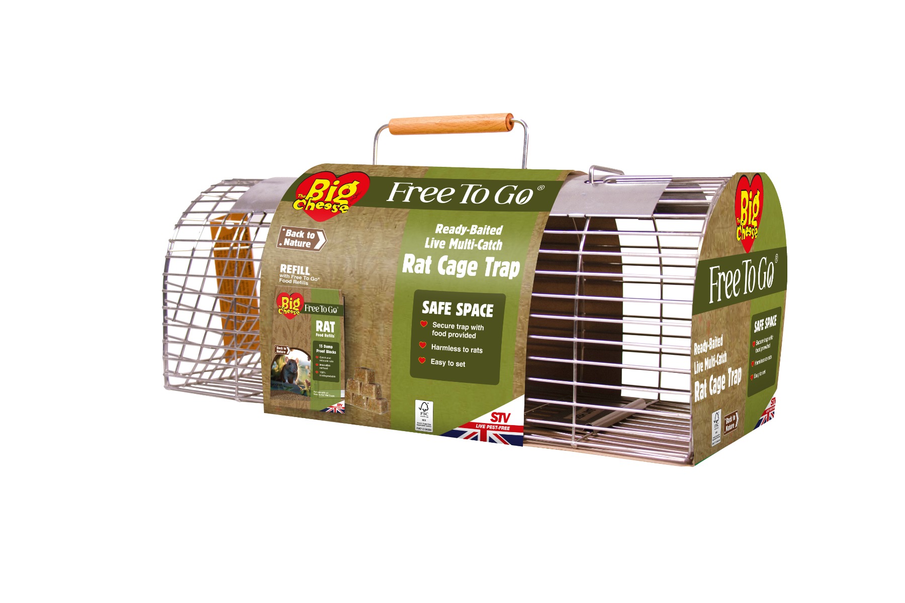 The Big Cheese Free to Go® Multi-Catch Rat Cage Trap, Humane and Ready-Baited 