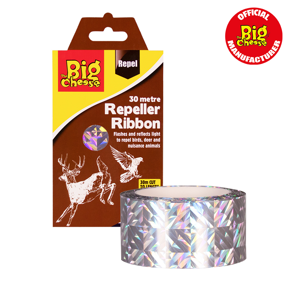 The Big Cheese Repeller Ribbon 30m - Bird Deterrent, Scares Pigeons & Deer