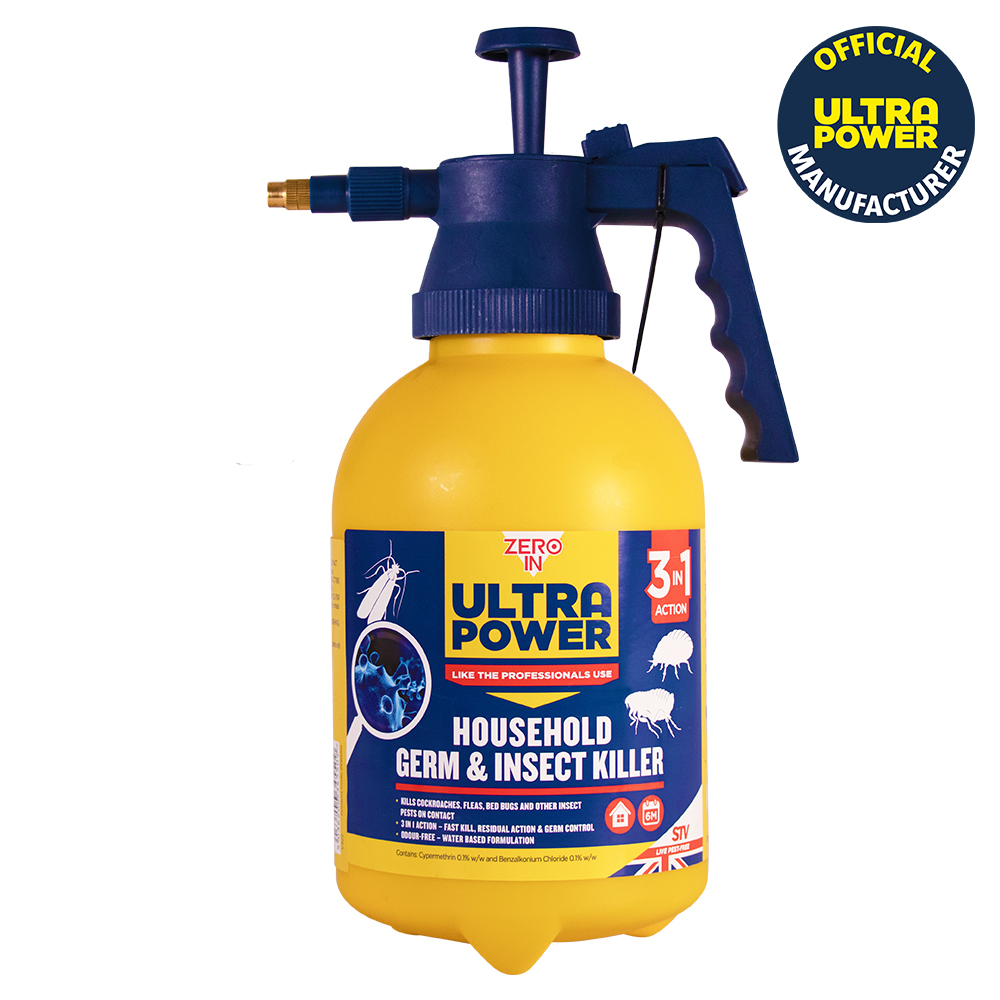 Bed Bug, Flea & Insect Killer Spray 1.5L | Antibacterial | Pressure Sprayer | Zero In Ultra Power