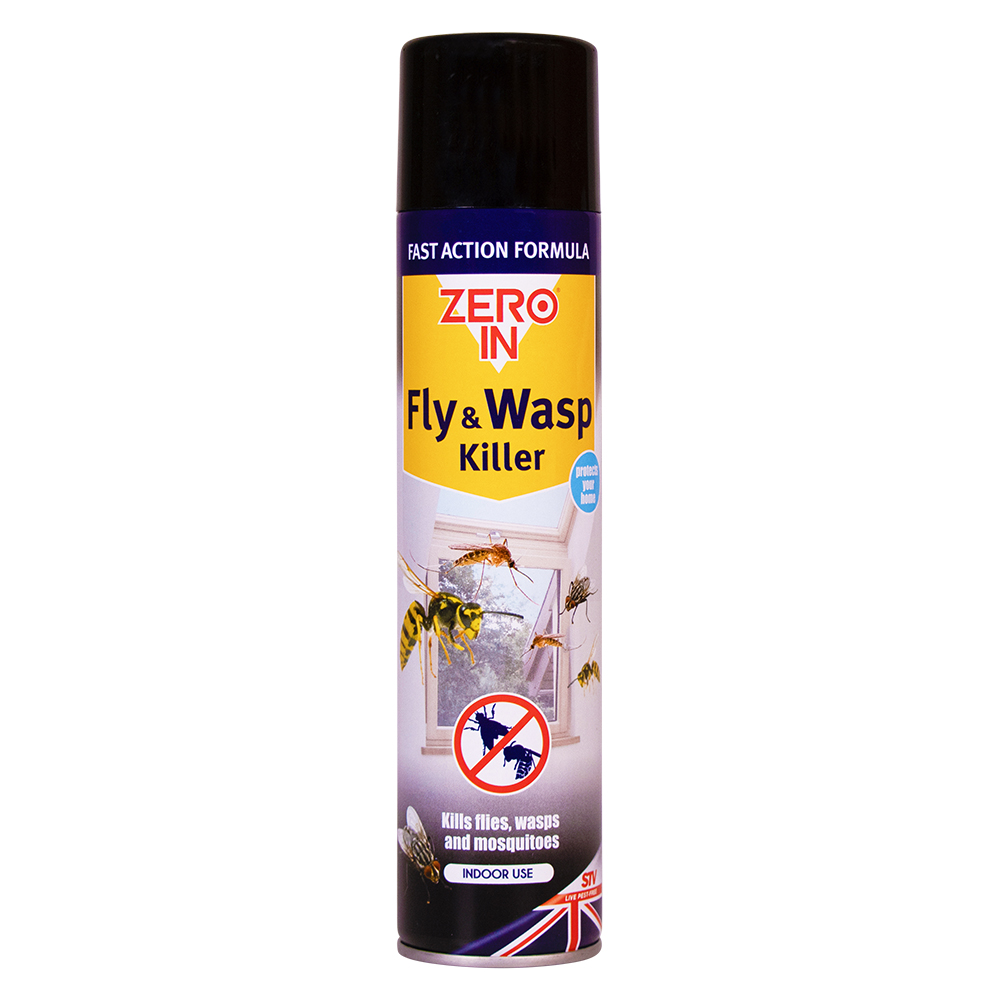 Zero In Fly & Wasp Killer Spray 300ml Aerosol - Fast-Acting Control in the Home