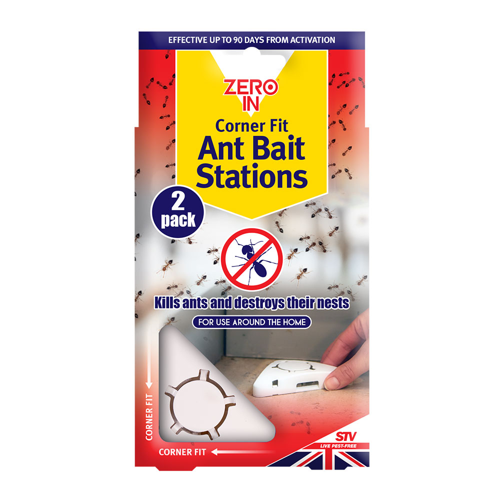 Zero In Corner Fit Ant Bait Stations - Twinpack, Kills Ant Nests, Ready-To-Use 
